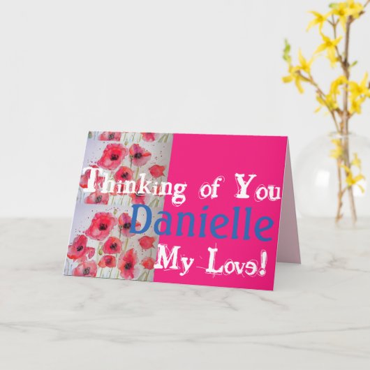 Red Poppy poppies Denking You Dames Name Card Kaart (Gele Bloem)