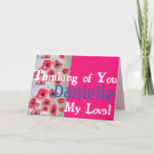 Red Poppy poppies Denking You Dames Name Card Kaart (Voorkant)
