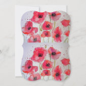 Red Poppy Poppies Floral 40th Birthday Invitation Kaart (Achterkant)