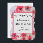 Red Poppy Poppies Floral 40th Birthday Invitation Kaart<br><div class="desc">Red Poppy Poppies Floral 40th Birthday Invitation. For all those young at heart a lovely unicorn card,  using one of my original watercolors. Add a little magic to your life!</div>