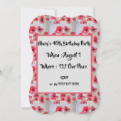 Red Poppy Poppies Floral 40th Birthday Invitation Kaart (Voorkant)