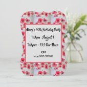 Red Poppy Poppies Floral 40th Birthday Invitation Kaart (Staand voorkant)