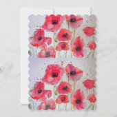 Red Poppy Poppies Floral 40th Birthday Invitation Kaart (Achterkant)