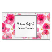 Red Poppy Poppies Flowers Waterverf Visitekaartje Magnetisch Visitekaartje (Voorkant)