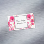 Red Poppy Poppies Flowers Waterverf Visitekaartje Magnetisch Visitekaartje (Voorbeeld)