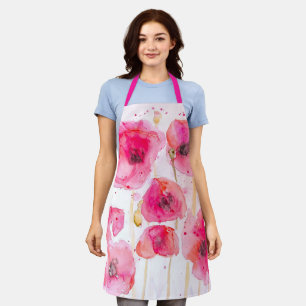 Red Poppy Poppies Vlaanderen Waterverf Schilderij Schort