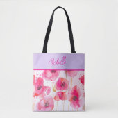 Red Poppy Poppies Waterverf Schilderen Meisjes Tote Bag (Voorkant)