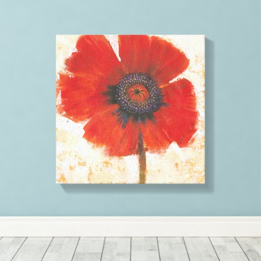 Red Poppy Portrait Canvas Afdruk (Insitu (Houten vloer))