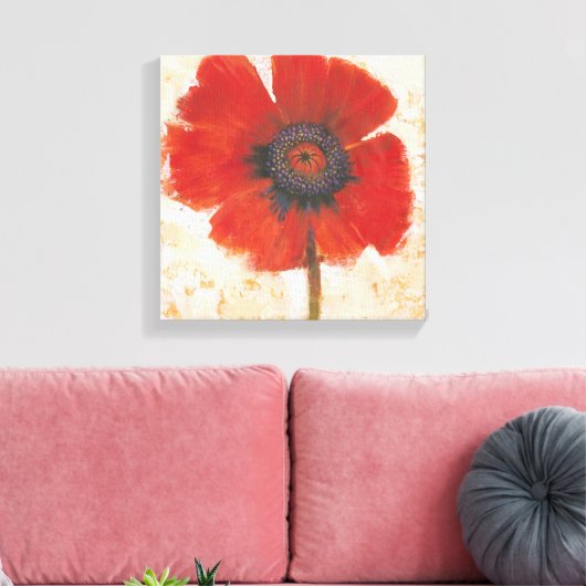 Red Poppy Portrait Canvas Afdruk (Insitu (Woonkamer))