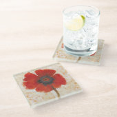 Red Poppy Portrait Glazen Onderzetter (Schuin)