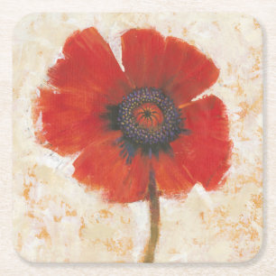 Red Poppy Portrait Kartonnen Onderzetters