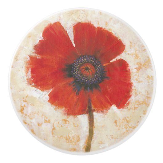 Red Poppy Portrait Keramische Knop (Voorkant)