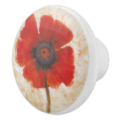 Red Poppy Portrait Keramische Knop (Rechts)