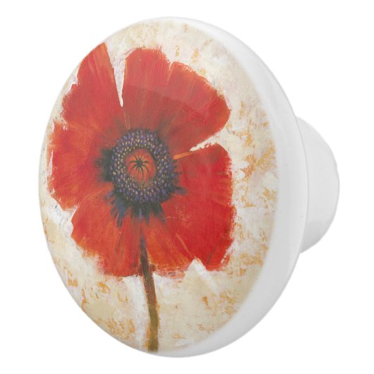 Red Poppy Portrait Keramische Knop (Rechts)