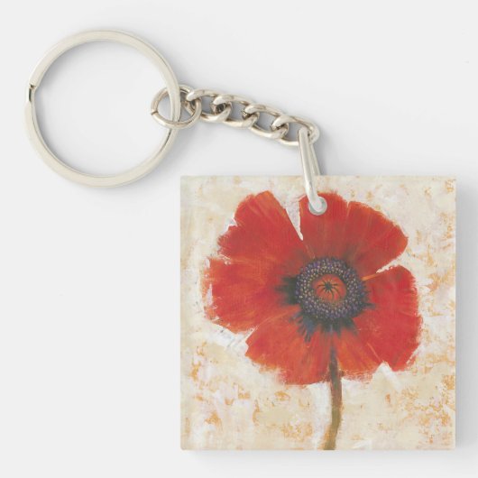 Red Poppy Portrait Sleutelhanger (Voorkant)