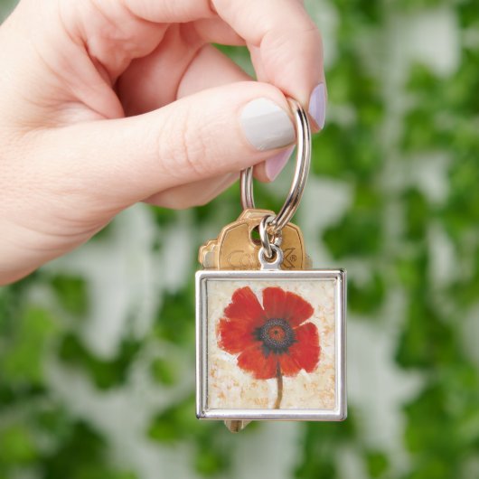 Red Poppy Portrait Sleutelhanger (Hand)