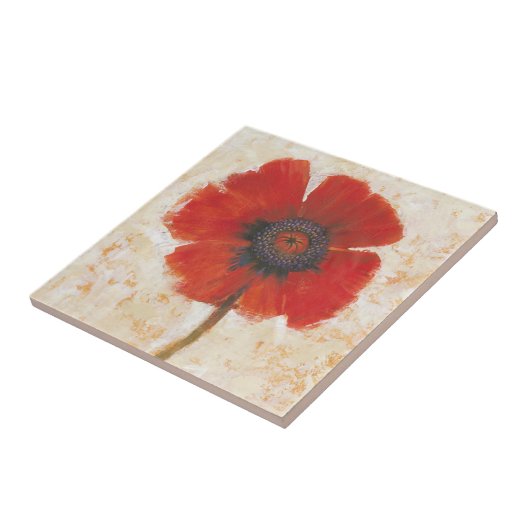 Red Poppy Portrait Tegeltje (Zijkant)