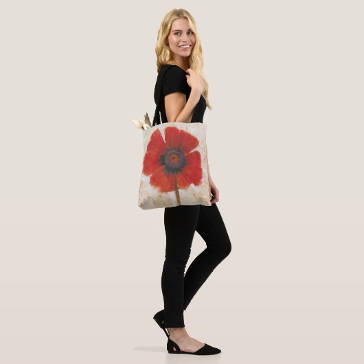 Red Poppy Portrait Tote Bag (Op model)