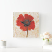 Red Poppy Portrait Vierkante Klok (Huis)
