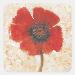 Red Poppy Portrait Vierkante Sticker