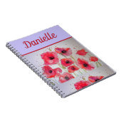 Red Poppy Red Flower Waterverf Art vrouwen Naam Notitieboek (Rechterzijde)