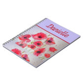 Red Poppy Red Flower Waterverf Art vrouwen Naam Notitieboek (Linkerzijde)