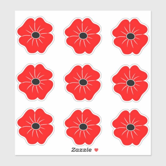 Red Poppy Remembrance Day Sticker (Vel)
