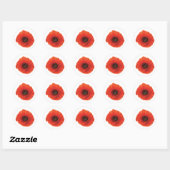 Red Poppy Ronde Sticker (Vel)