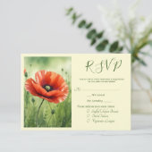 Red Poppy RSVP Card Informatiekaartje (Staand voorkant)