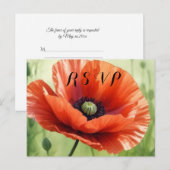 Red Poppy RSVP Postcard Uitnodiging Briefkaart (Voorkant / Achterkant)