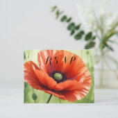 Red Poppy RSVP Postcard Uitnodiging Briefkaart (Staand voorkant)