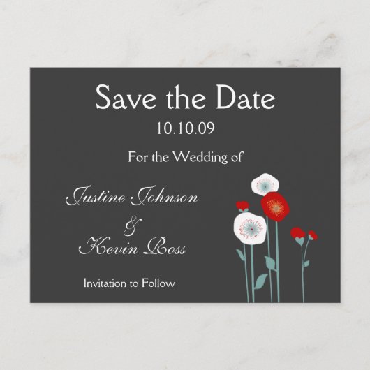 Red poppy save the date Briefkaarten (Voorkant)