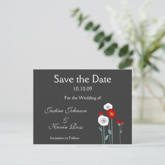 Red poppy save the date Briefkaarten (Staand voorkant)