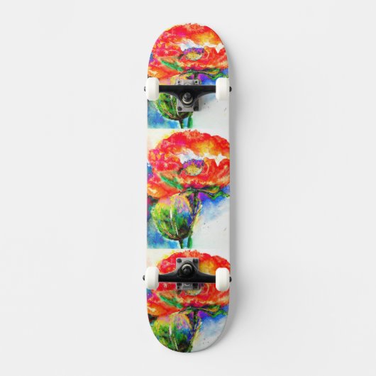 Red Poppy Skateboard (Voorkant)