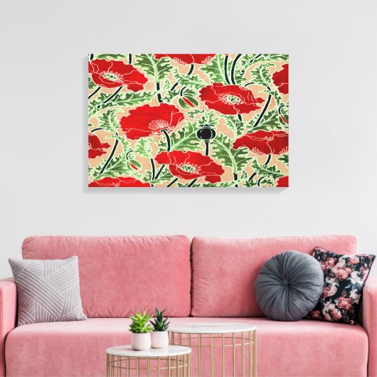 Red Poppy ~ Stretched Canvas Print (Insitu (Woonkamer))
