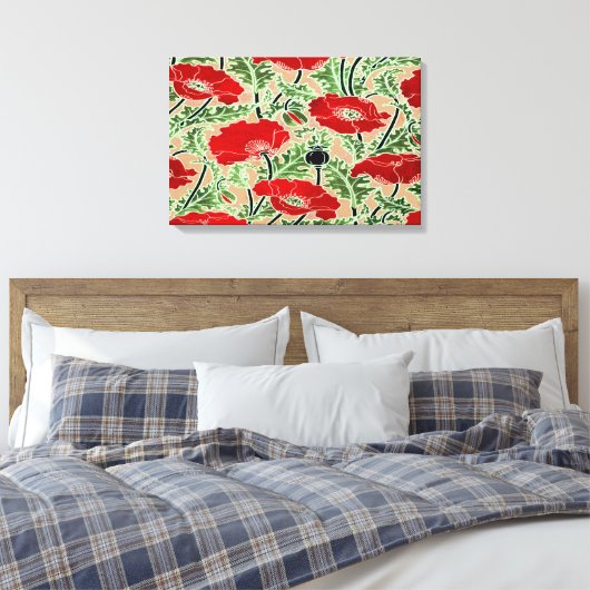 Red Poppy ~ Stretched Canvas Print (Insitu (Slaapkamer))