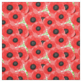 Red Poppy Summer Floral Print Stof (Swatch)
