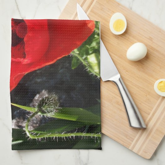 Red Poppy Theedoek (Quarter Fold)