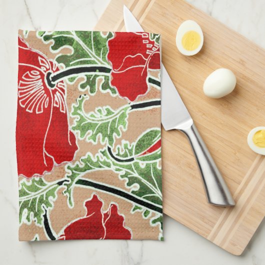 Red Poppy Theedoek (Quarter Fold)