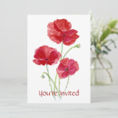 Red Poppy - Uitnodiging voor aangepaste feestjes (Staand voorkant)
