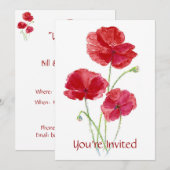 Red Poppy - Uitnodiging voor aangepaste feestjes (Voorkant / Achterkant)