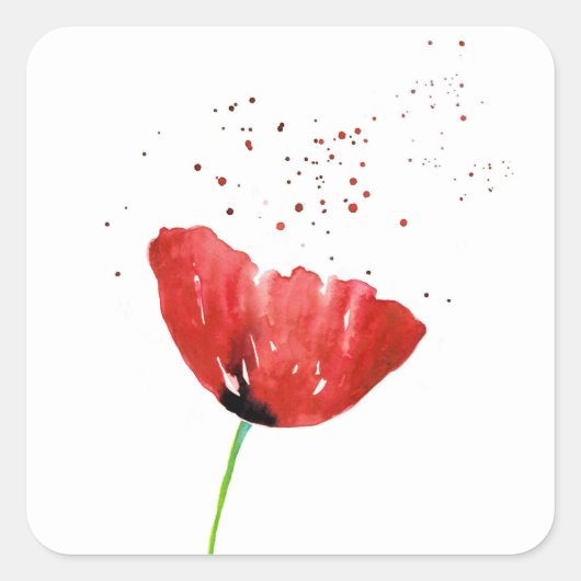 Red Poppy Vierkante Sticker (Voorkant)