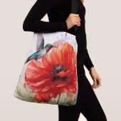 Red Poppy w/Hummingbird Joy, Peace, Love Crossbody Tas (Dichtbij)