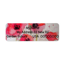 Red Poppy Waterverf Flower Return-adreslabels Etiket