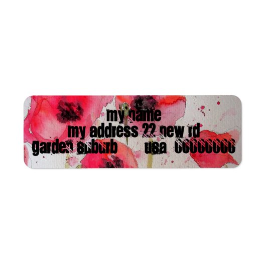 Red Poppy Waterverf Flower Return-adreslabels Etiket (Voorkant)