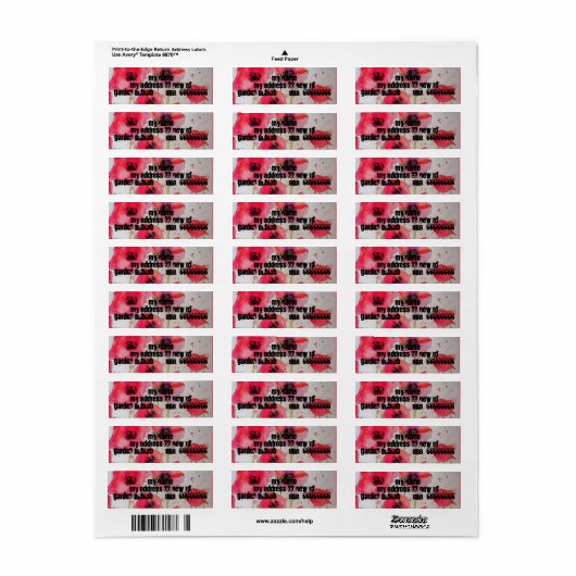 Red Poppy Waterverf Flower Return-adreslabels Etiket (Full Sheet)