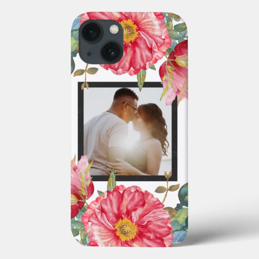 Red Poppy Waterverf Flowers Foto gepersonaliseerd Case-Mate iPhone Case (Achterkant)