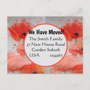 Red Poppy Waterverf New Address Briefkaart Moving
