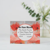 Red Poppy Waterverf New Address Briefkaart Moving (Staand voorkant)