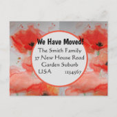 Red Poppy Waterverf New Address Briefkaart Moving (Voorkant)